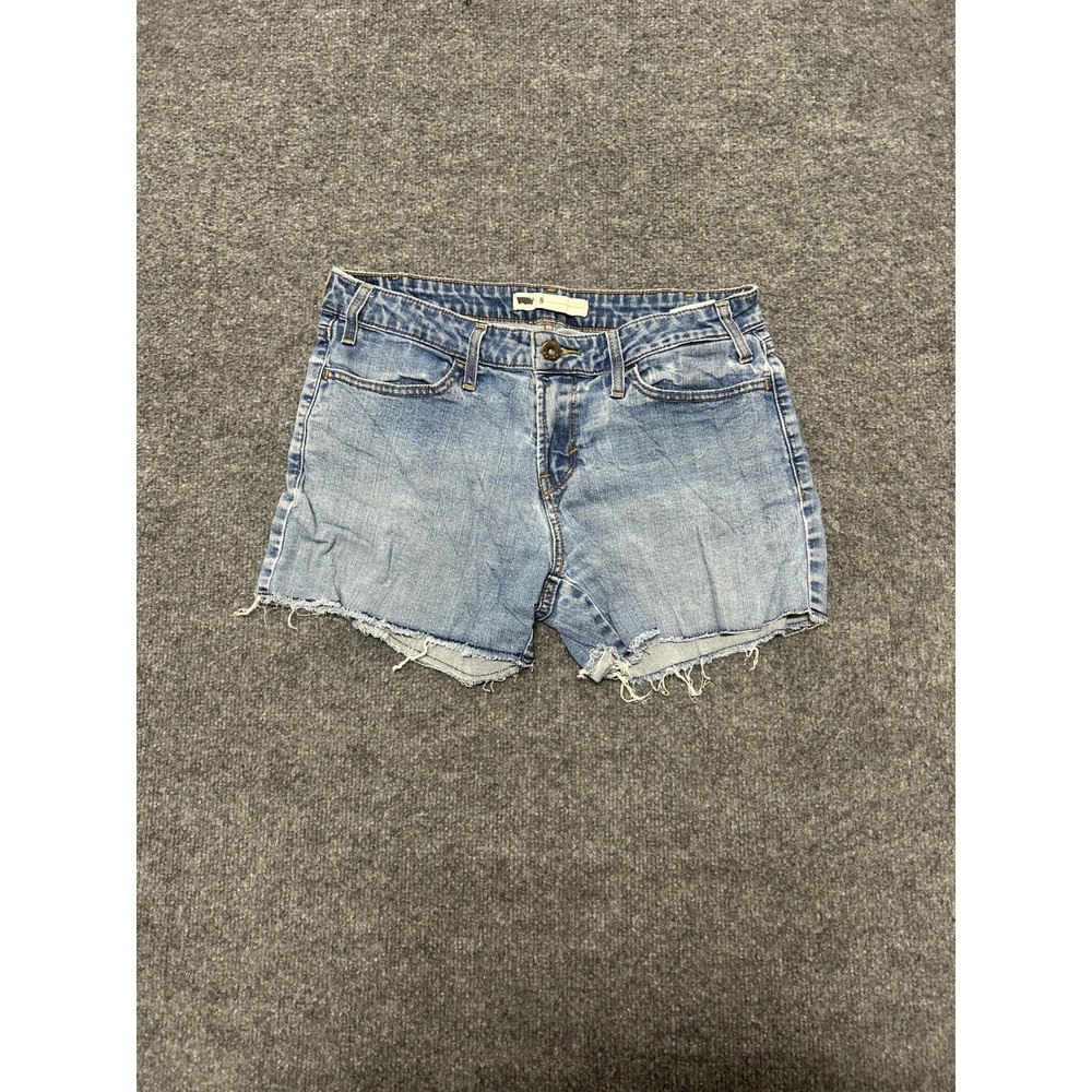 Levis Shorts Womens Size 8 Blue Denim Cutoff Frayed Hem Casual Light Wash